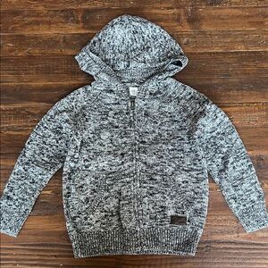 GAP Kids Black and Gray Knit Zip Up Hoodie Sweater